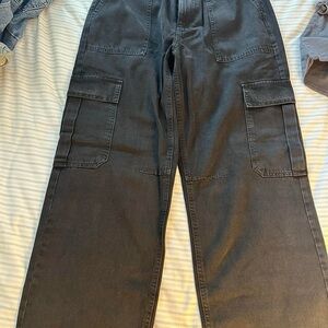 asos design hourglass cargo jean in washed black